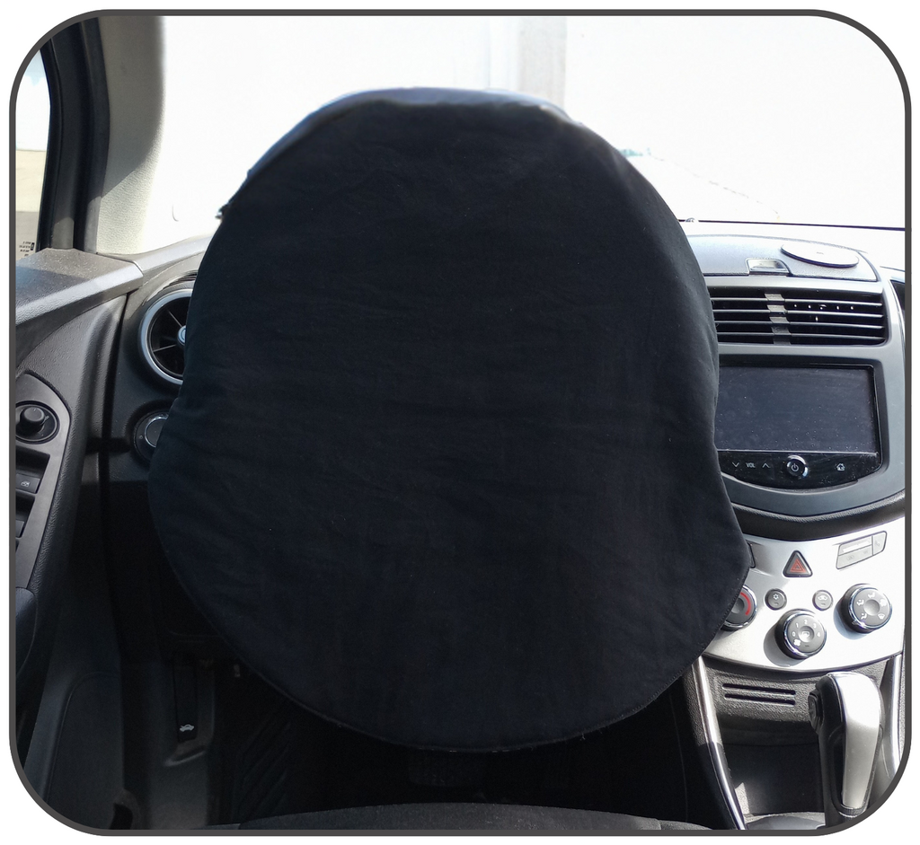 Solid black slip on steering wheel cover