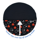 Black steering wheel cover with stethoscope pattern on a white background