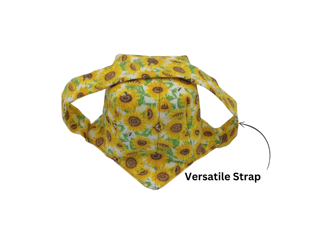 Yellow sunflower-patterned ice cream holder with a matching strap