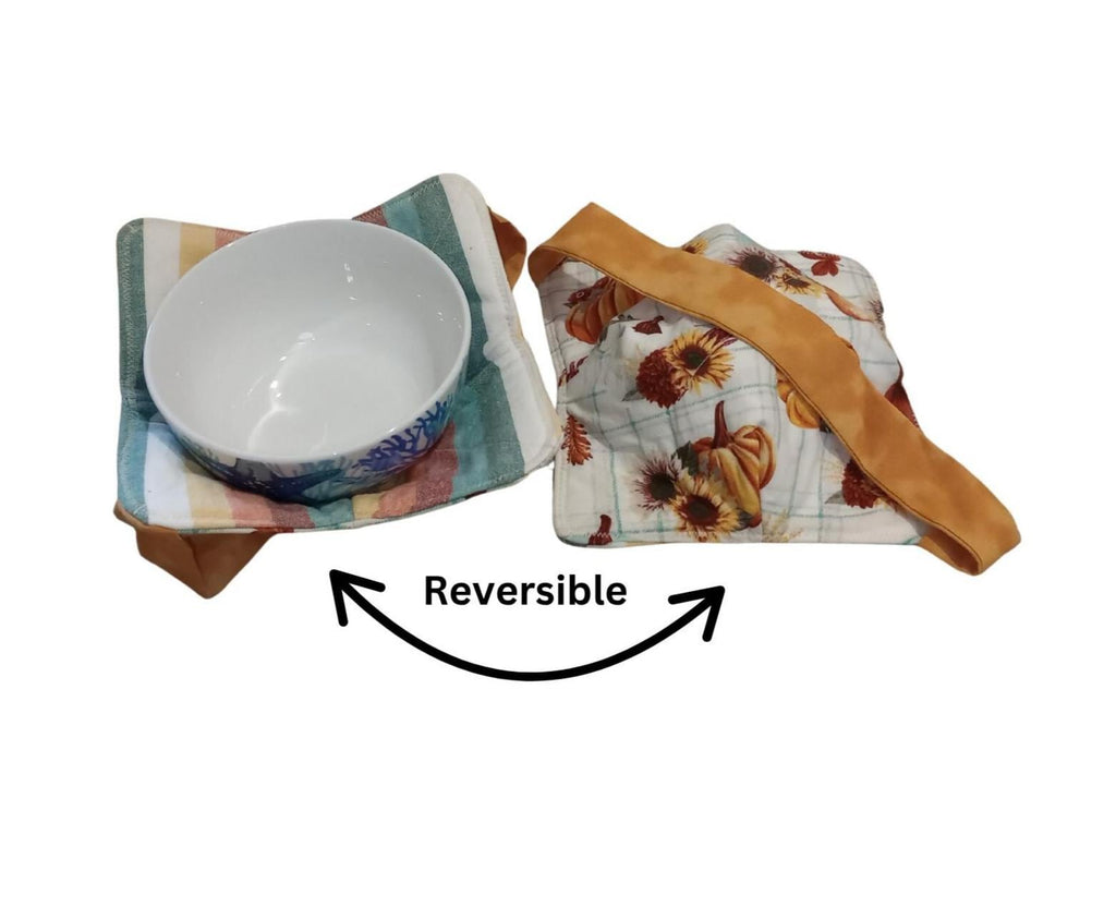 Microwavable Bowl Cozies with Hand Support: Fall and Winter Designed Hot Pads