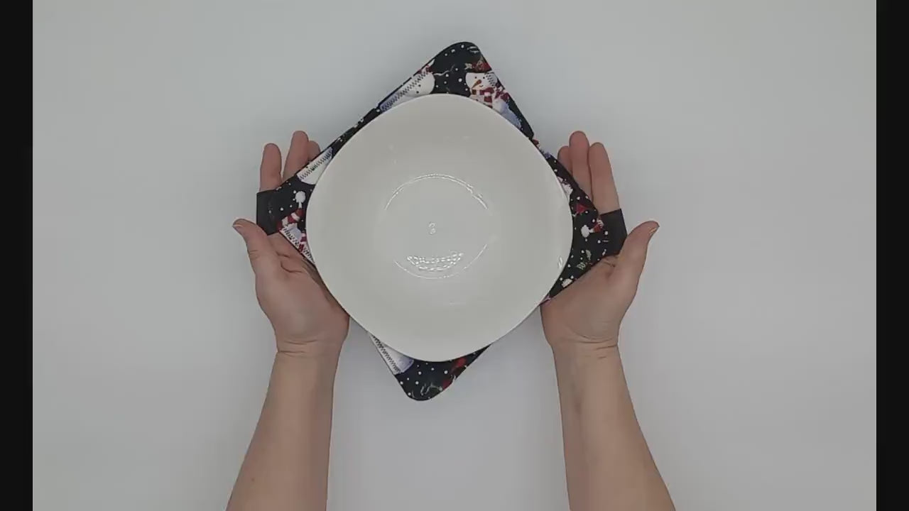 Microwavable Bowl Cozies with Hand Support: Fall and Winter Designed Hot Pads